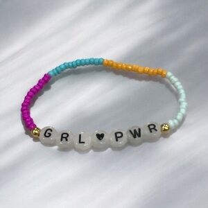 GRL🖤PWR Beaded Letter Glow in the Dark Stretch Bracelet